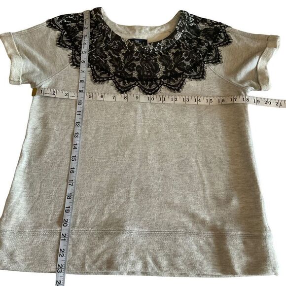 Gap Factory Top Sweatshirt Short Sleeve Cuffs Black Lace Grey Women Size Small - Picture 5 of 11
